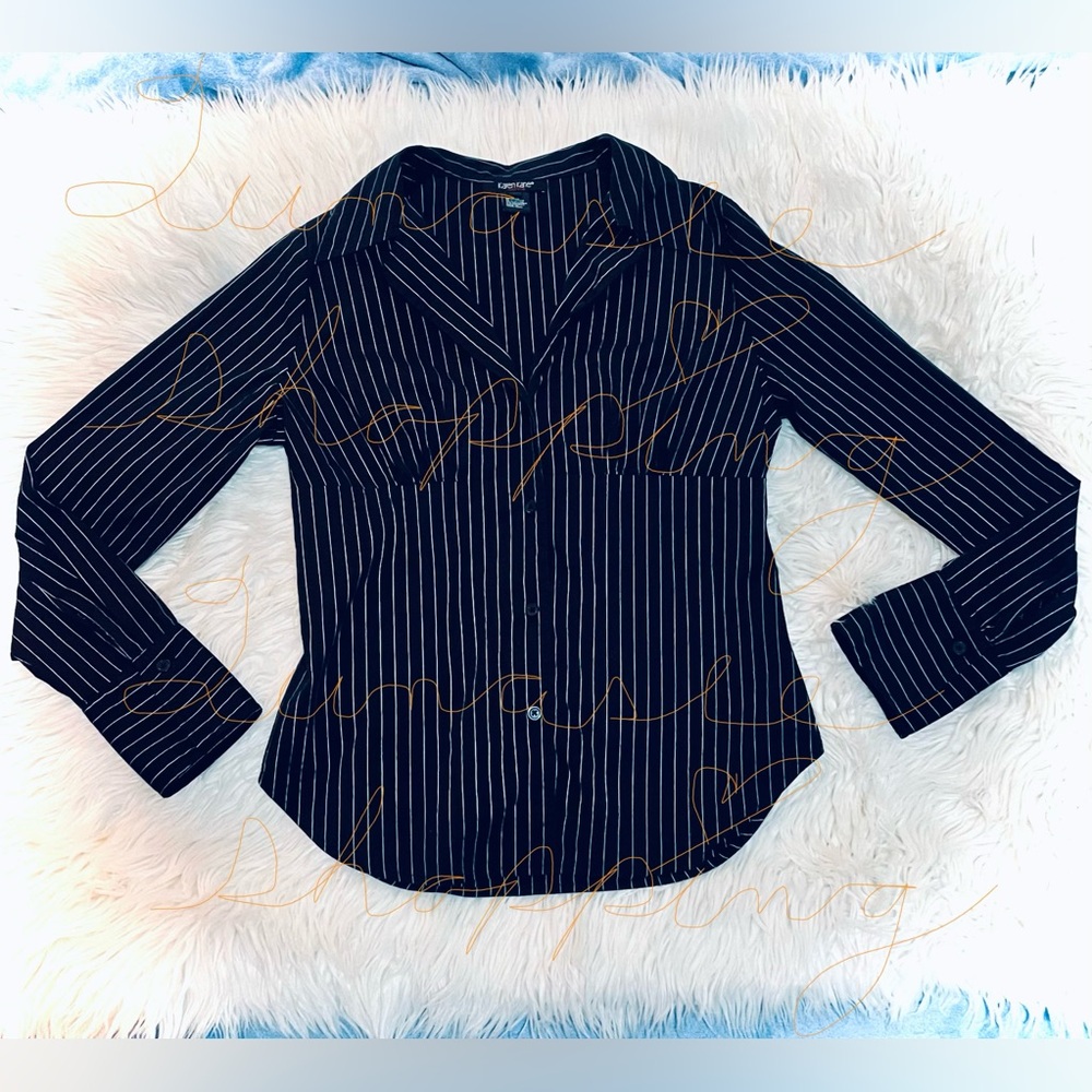 Black Striped Vintage Button-Up Shirt